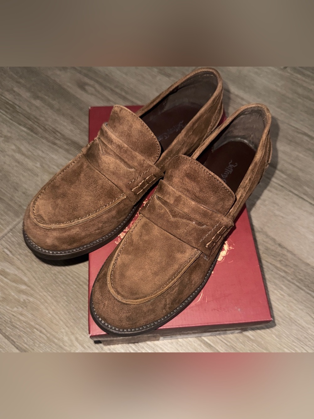 Jeffrey Campbell Studentz Dark Brown Suede Penny Loafers